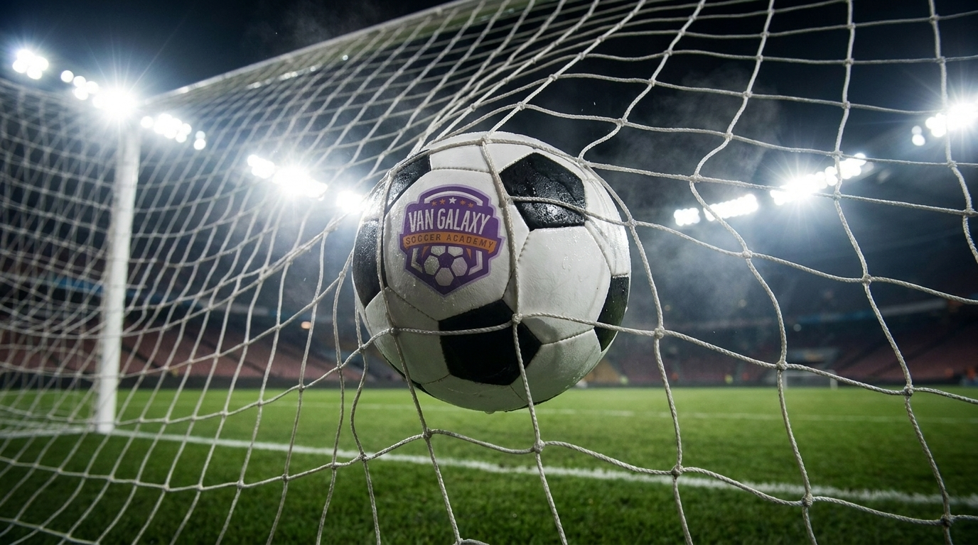 Van Galaxy ball in the goal net